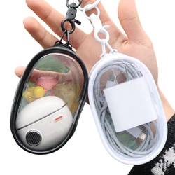 Portable Transparent Data Cable Storage Bag For Charger USB Cord Earphone Travel Dustproof Round Clear Storage Box Organizers