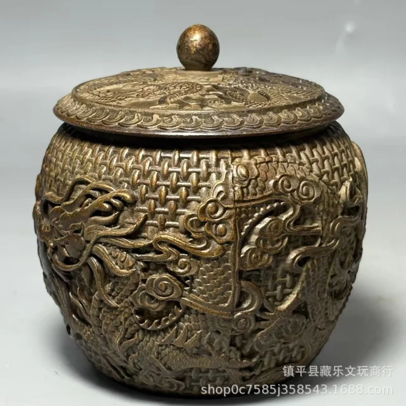 Popular Baifu Pure Copper Five-Cow Canister, Brass Box, Sealed Storage Jar, Ashtray, Decorative Tea Set