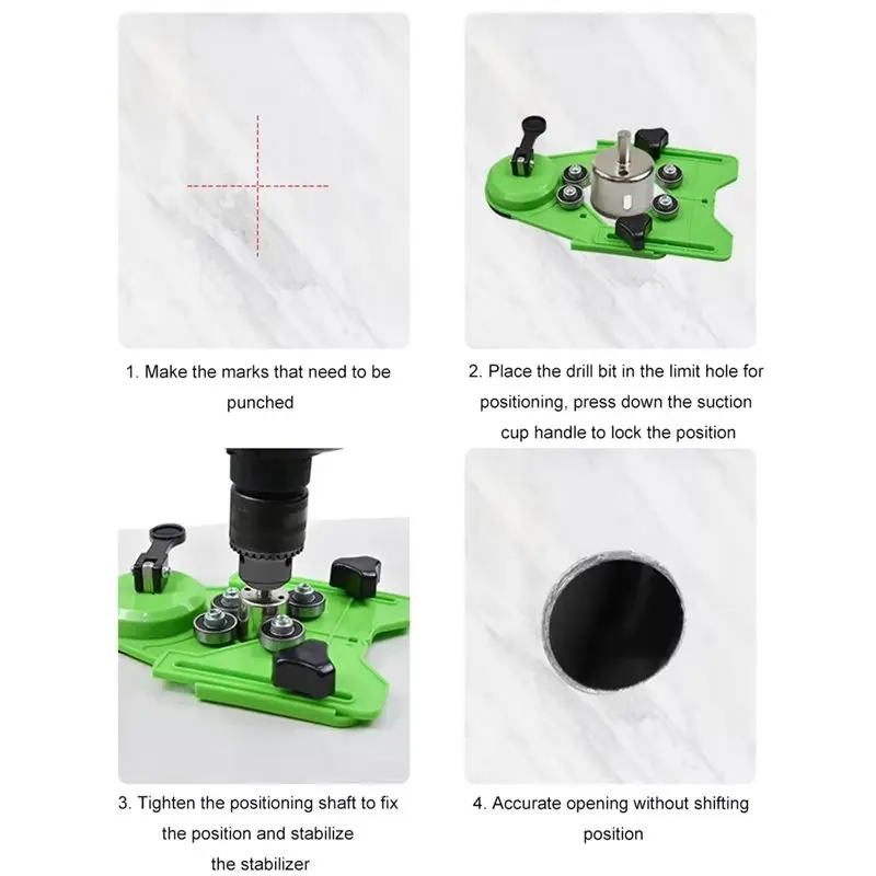 AEE2-Tile Hole Locator Multifunctional Glass Drill Fixed Suction Cup Adjustable Locator High Punch