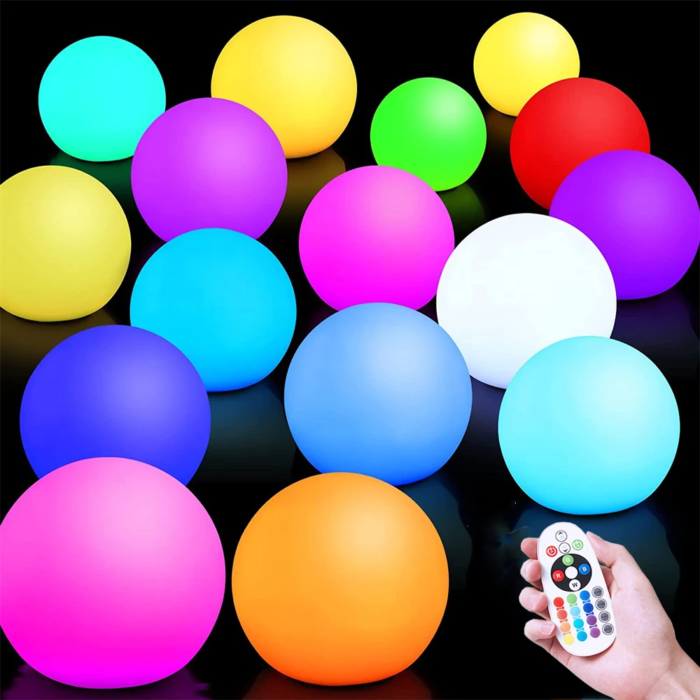 12/1/20/25/30cm RGB Ball Lights USB Rechargeable 16 Colors Night Light for Birthday Wedding Home Party Bedroom Background Decor