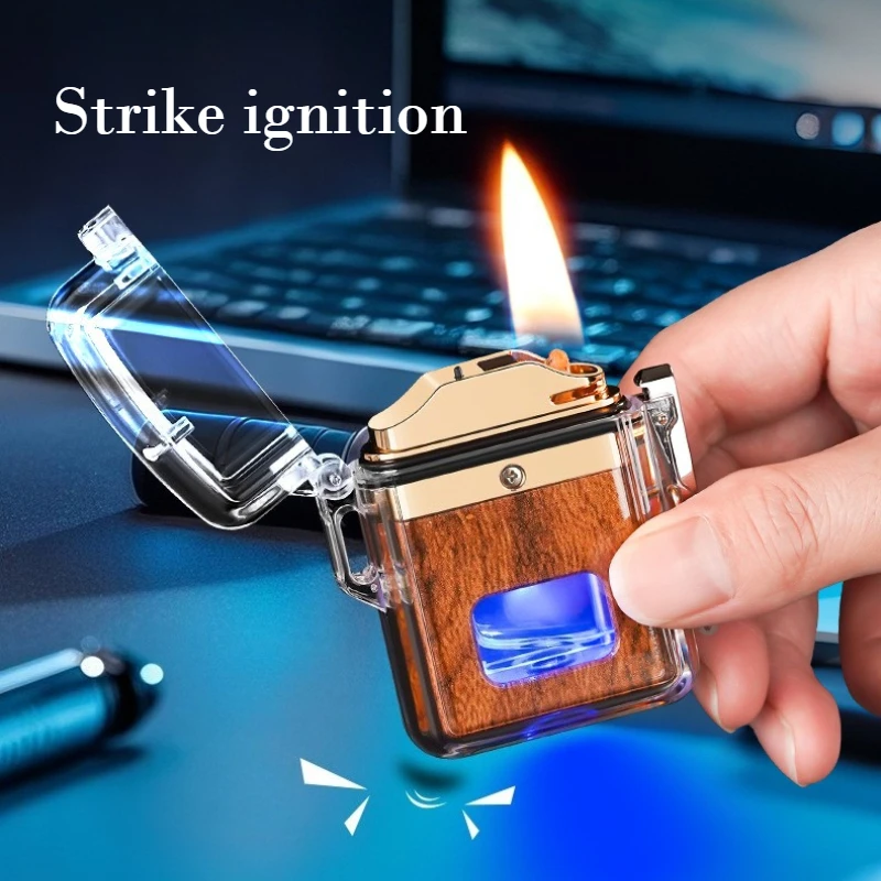 

Intelligent Voice Controlled Induction Transparent Shell Lighter Type-C Charging Elegant Open Flame Cigarette Lighter Men's Gift