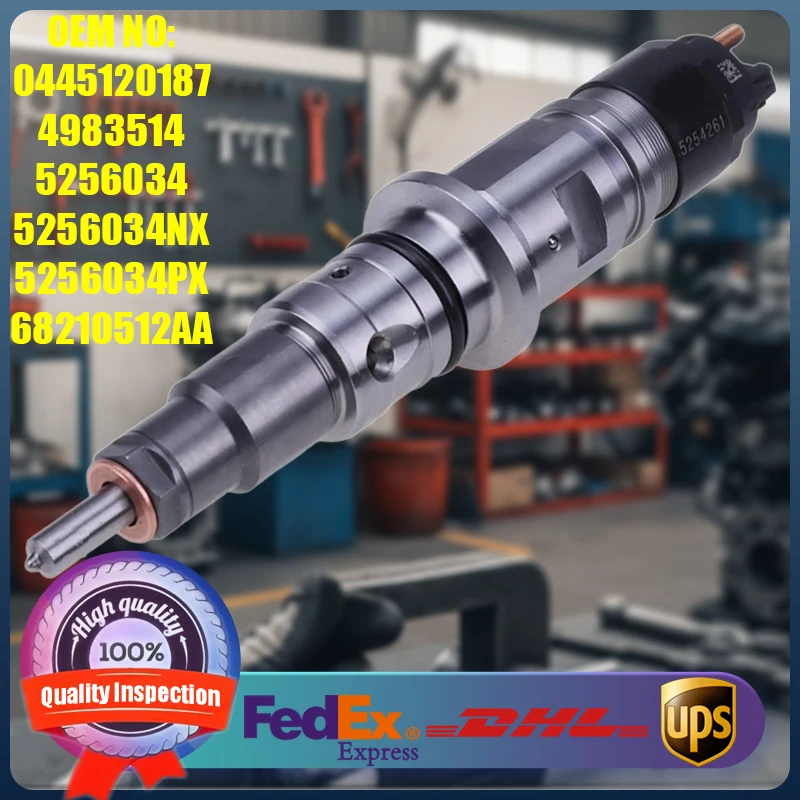 

New Common Rail Fuel Injector 0445120187 4983514 5256034 for Cummins 6.7 liter ISB/QSB and Dodge Diesel Engine Parts