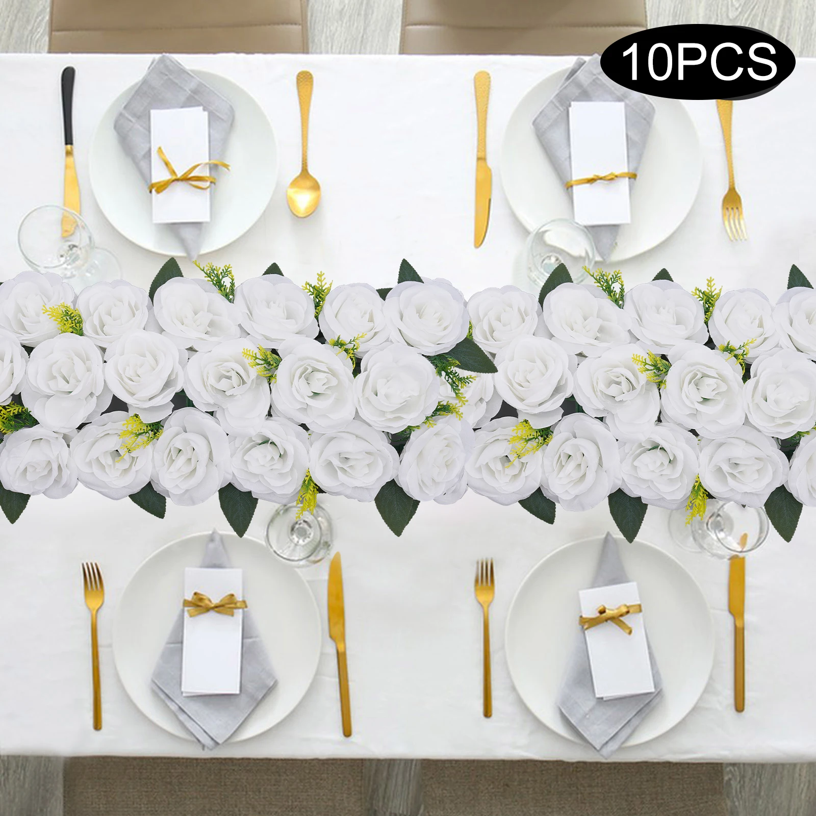 10x Wedding Dining Table Flower Centerpiece Artificial Rose Flowers White  Background Marriage Backdrop Photo Props Decor