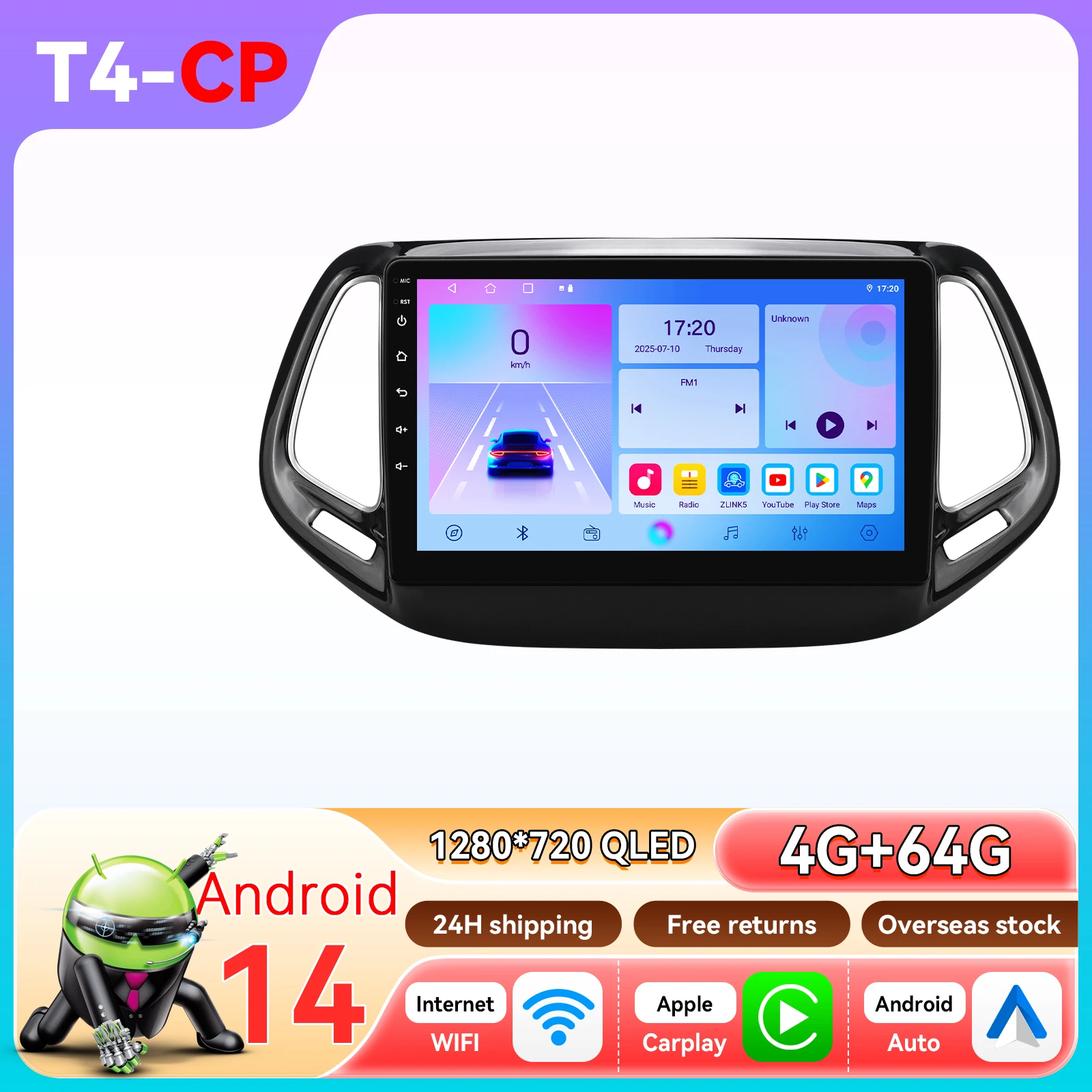 Draadloze CarPlay Android Auto autoradio voor Jeep Compass 2017 - 2020 GPS Intelligent Systems Stereo Multimedia Autoradio 4G 6115