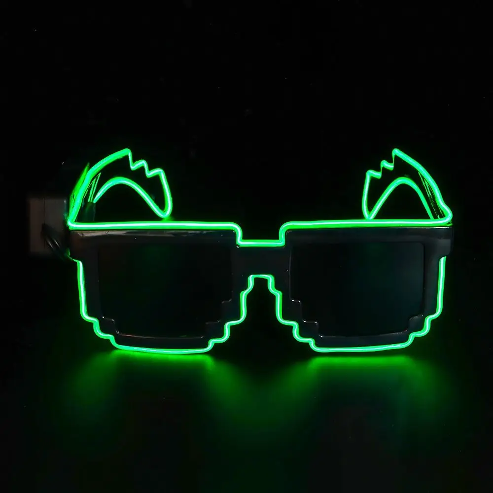 ไร้สายโมเสค LED แว่นตาฮาโลวีนคริสต์มาสวันเกิด Neon Party ไนท์คลับ Neon Rave Shades