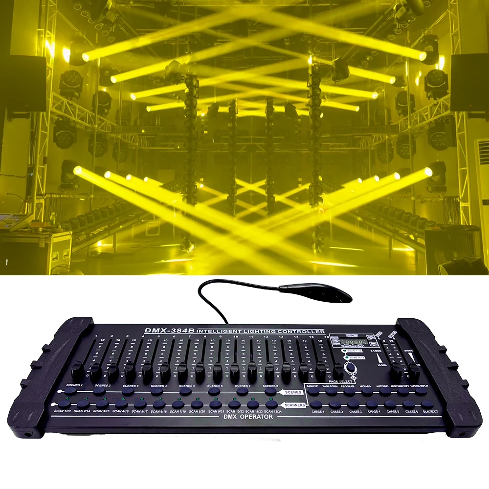384 Channels DMX Console DMX512 Controller Professional Stage Lighting Control Equipment for LED Moving Head DJ Laser Disco Par
