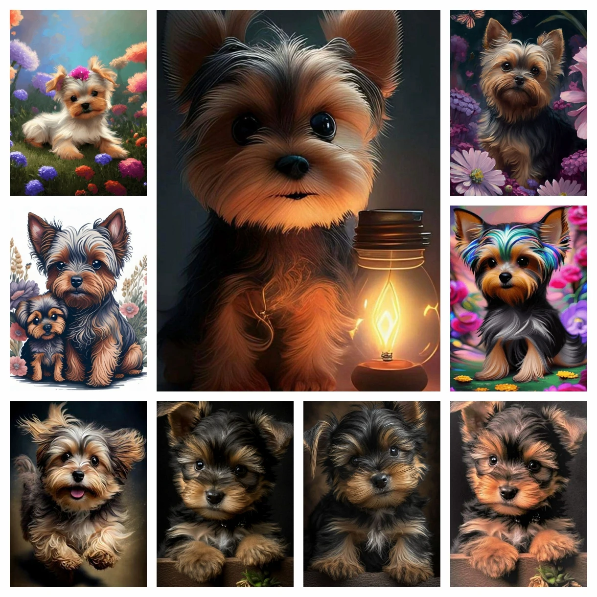 

Yorkshire Terrier Dog 5D DIY Diamond Painting Animal Embroidery Rhinestone Mosaic Cross Stitch Room Decor Children's Gift