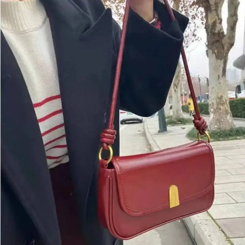 All Match Ins Vintage Fashion Shoulder Bags Office Lady Korean Chic Simple Handbags Elegant Y2k Women Retro Casual Underarm Bag