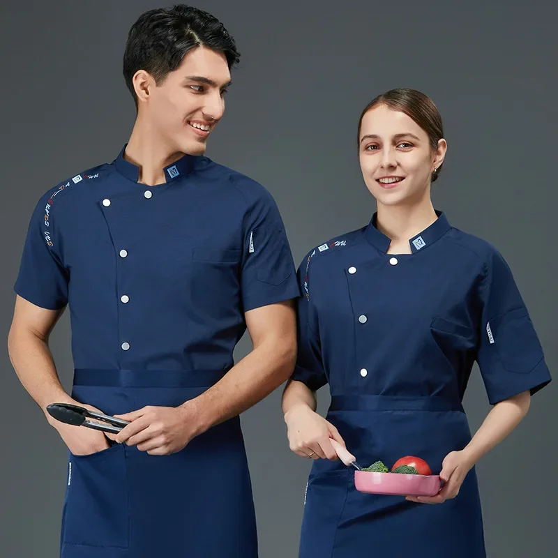 Wholesale Chef Uniform Short Sleeve Hotel Dining Restaurant Kitchen Work Clothes Unisex Waitress Catering Head Chef Jackets