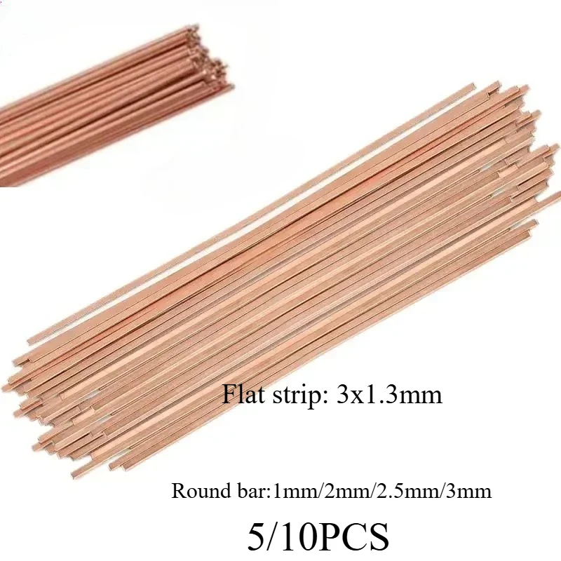 1-3mm Phosphor Coppers Welding Rods Round/Flat Electrode Welding Wire Soldering Rods For Brazing Repair Rod Tool 40/50cm Length