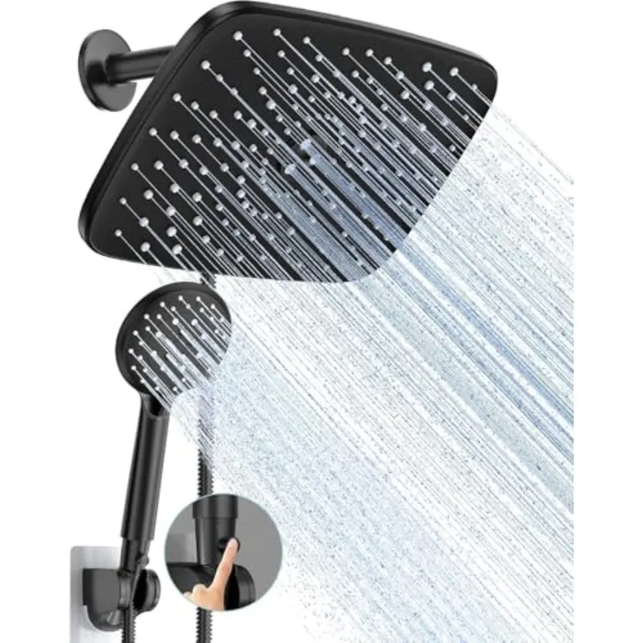 

11.8 Inch Rain Shower Head with Handheld- High Pressure Dual Shower Heads with 5 Modes Handheld Spray Combo- Wide Rainfall Show