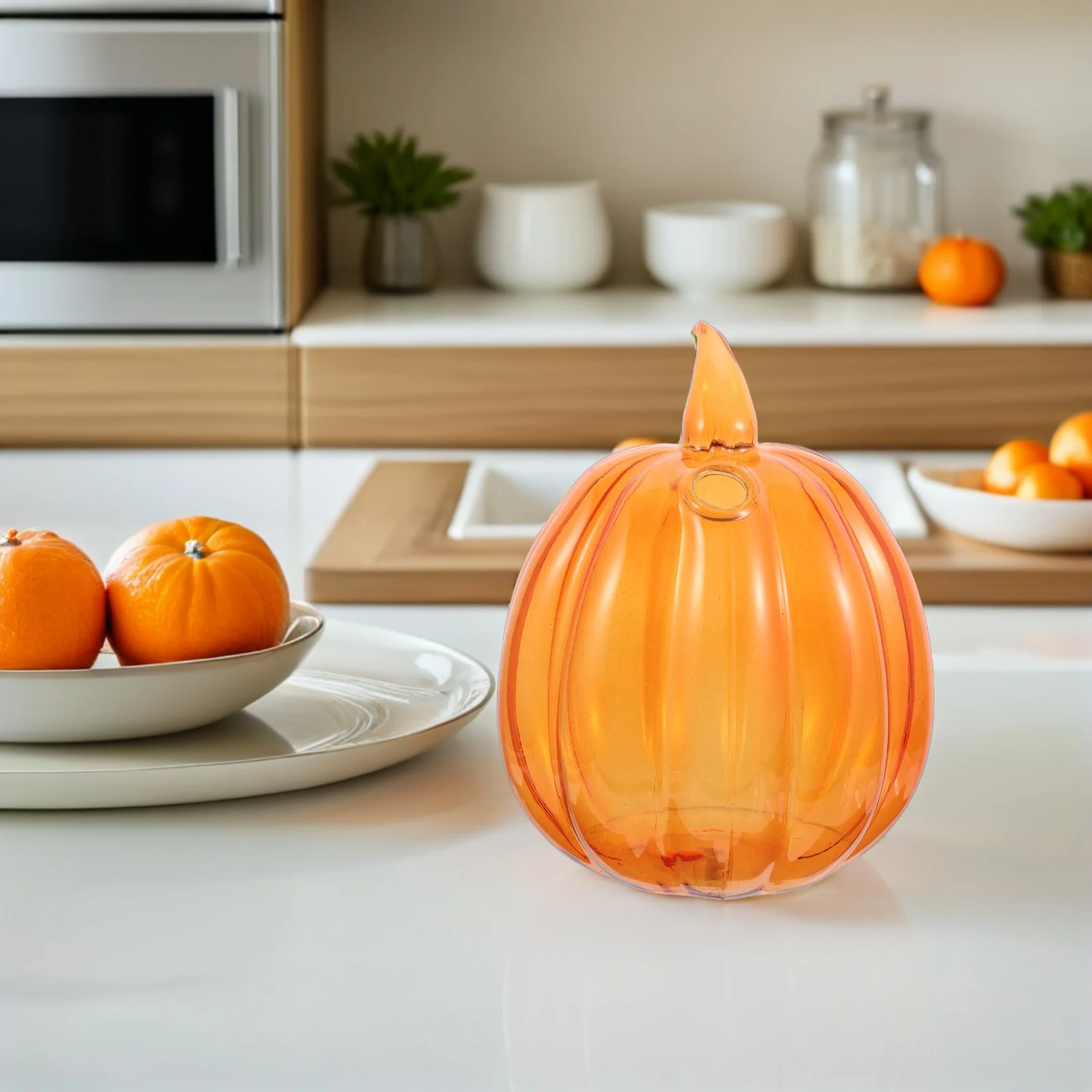 

Pumpkin Shape Hydroponics Vase Transparent Glass Decorative Flower Planter for Home Office Table Centerpiece Fall Decor
