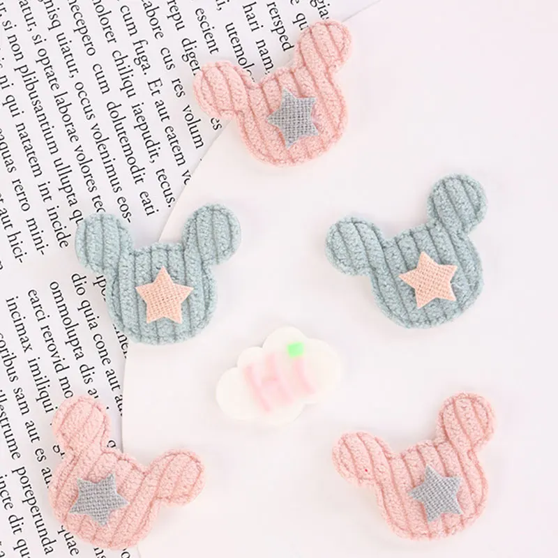 50 Stück Cartoon-Plüsch-Filzbären mit Stern-Dekoration, gepolsterte Applikationen für DIY-Haarspangen, Taschen, Hüte, Kleidung, Socken, Accessoires, Aufnäher – Detail 3