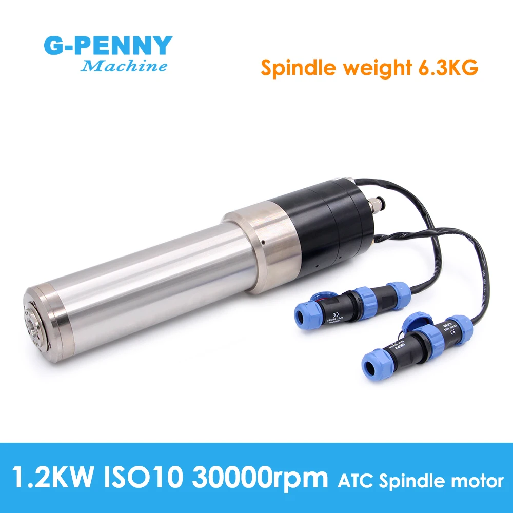 

Шпиндельный двигатель G-Penny 1.2кВт ISO10 ATC с автоматической сменой инструмента, водяное охлаждение, 110/220/380В, 30000 об/мин, 1000Гц, для обработки зубчатых деталей, меди, железа, печатных плат