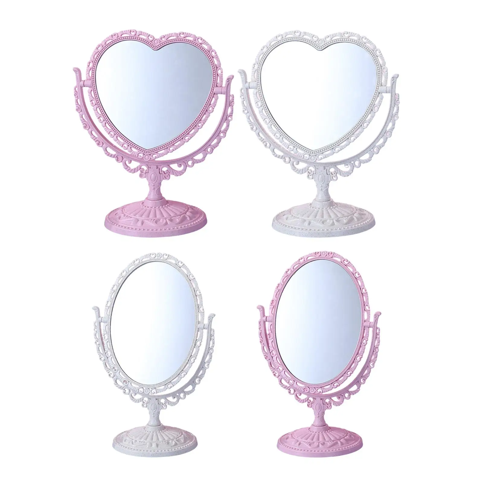Vintage Desktop Makeup Mirror, Two Sided Swivel Gift Retro Cosmetic Mirror