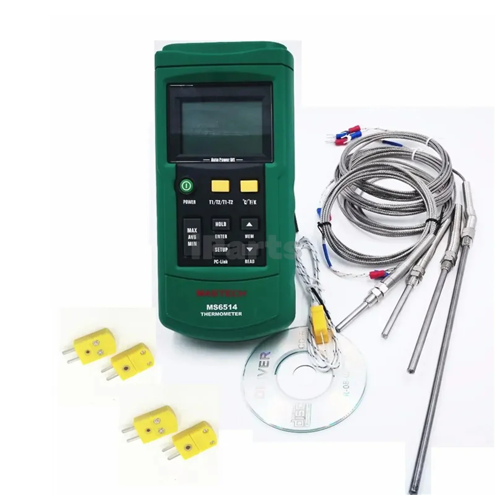 

IParts Mastic MS6514 Dual Channel Digital Thermometer + 30mm 50mm 100mm 200mm K-type Thermocouple Temperature Sensor Probe 2 Met