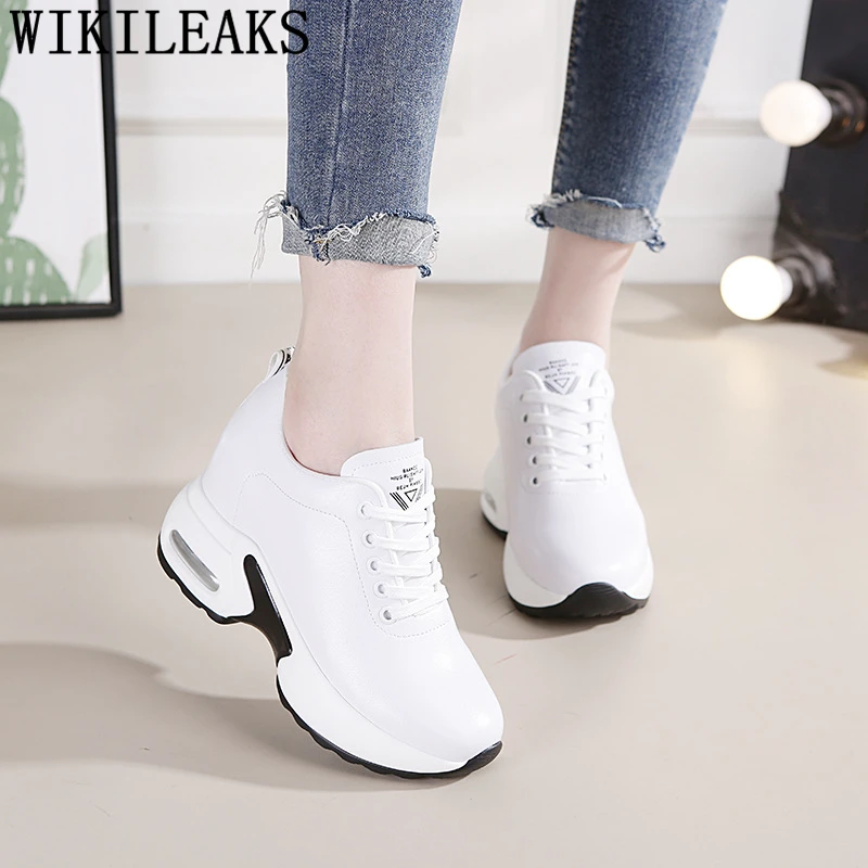 Platform Sneakers Women Genuine Leather Shoes Women Elevator Shoes Increase Within Wedges Sneakers For Women Casual Shoes Tenis