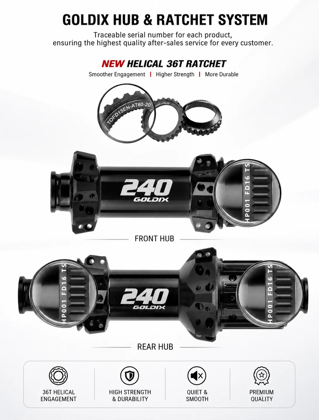 GOLDIX M240 28H Boost MTB-Nabe 36T Ratchet Straight Pull Center Lock HG XD MS 110x15 148x12 10-12-Gang Fahrradnabe – Detail 7