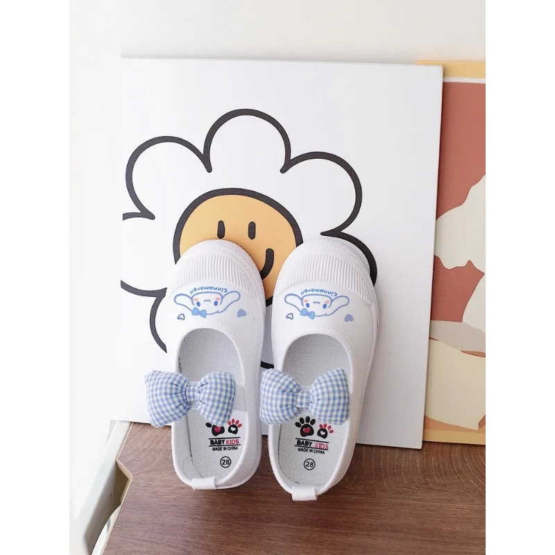 

Anime Cartoon Kuromi Children's White Shoes Indoor Breathable Girls Canvas Shoes Kindergarten Baby Soft Bottom Cloth Shoes