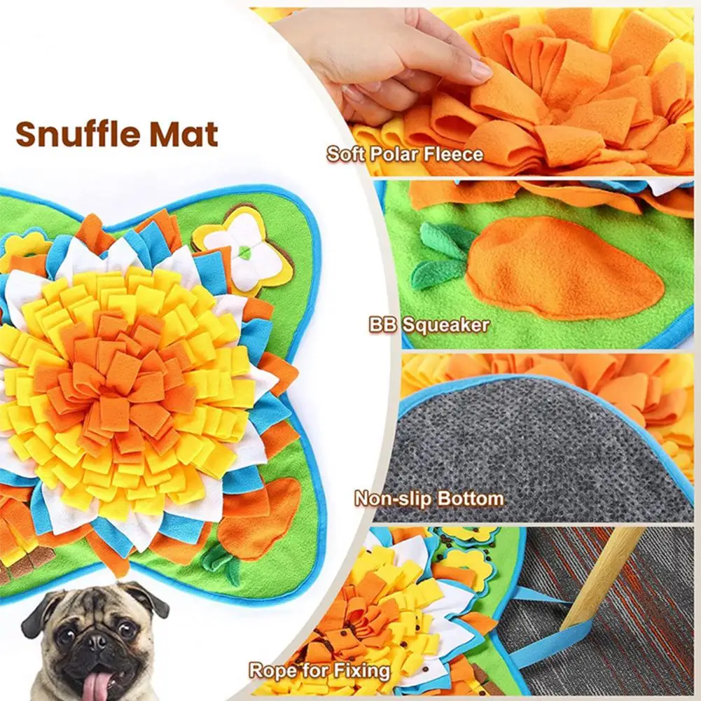 Dog Energy Consumption Mat Dog Puzzle Toy Sniffing Mat with Sunflower Shape for Mental Stimulation Slow Feeding for Boredom