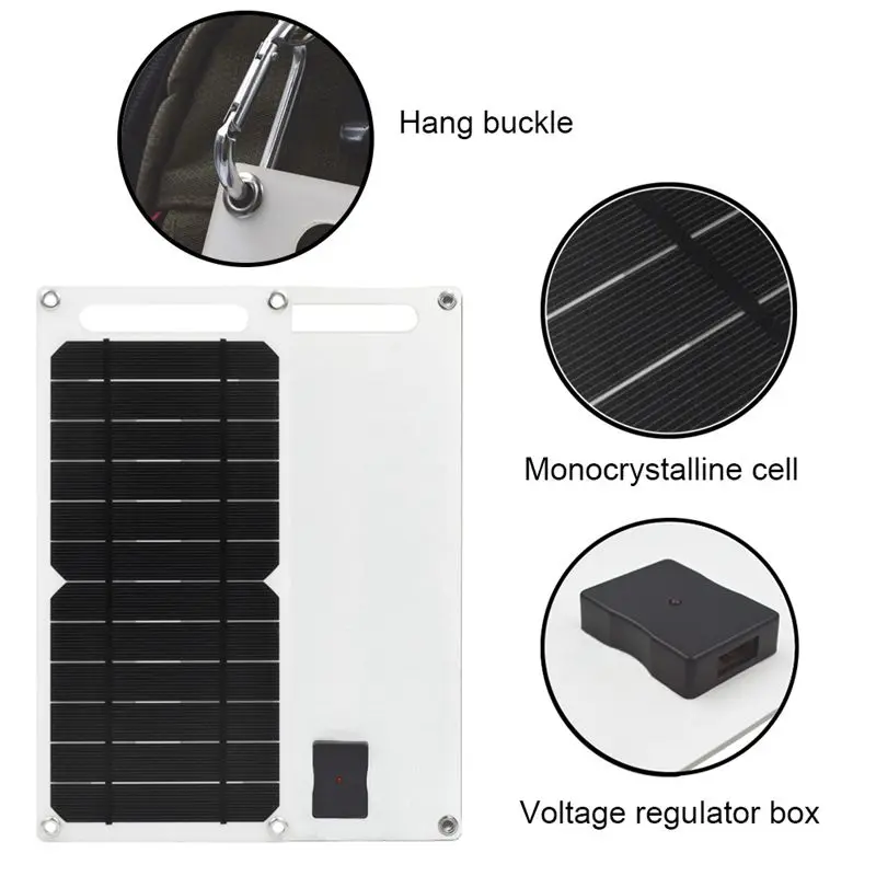 10W 5V Portable Solar Panel Kit USB Solar Cells Solar Charger For Outdroor Phone Solar Battery Charger Camping Sun Power Bank