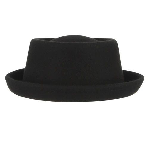 Imagen 2 del producto Sombrero Fedora de tarta de cerdo de lana 100% para mujeres y hombres Otoño Invierno Sombrero de cerrojo de ala curva de fieltro