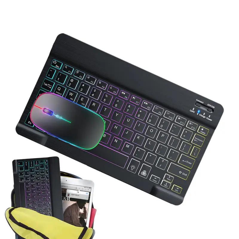 10 inch Tablet Keyboard Portable Wireless Keyboard Ultra-Slim Colorful Multi-Device Keyboard for PC Tablet Computer Cell Phone