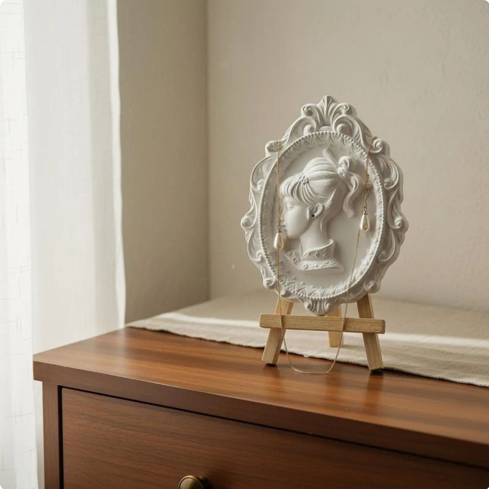 Antique Picture Frame Jewelry Organizer Display Stand for Womens Rings Necklaces Vanity Storage