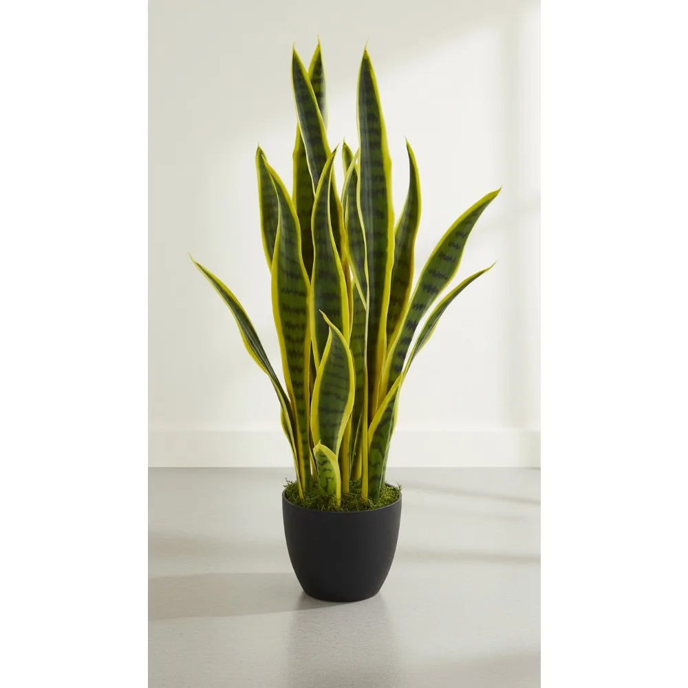 

26 Inch Artificial Silk Snake Plant, Realistic Green Foliage for Home Office Decor