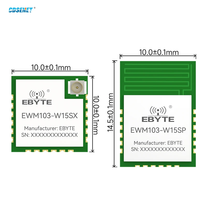 2.4G WIFI BLE5.1 Wireless Module CDSENET EWM103-W15S MQTT AT Command Low Power AP STA 3 Sockets Test Board PCB I P X Antenna