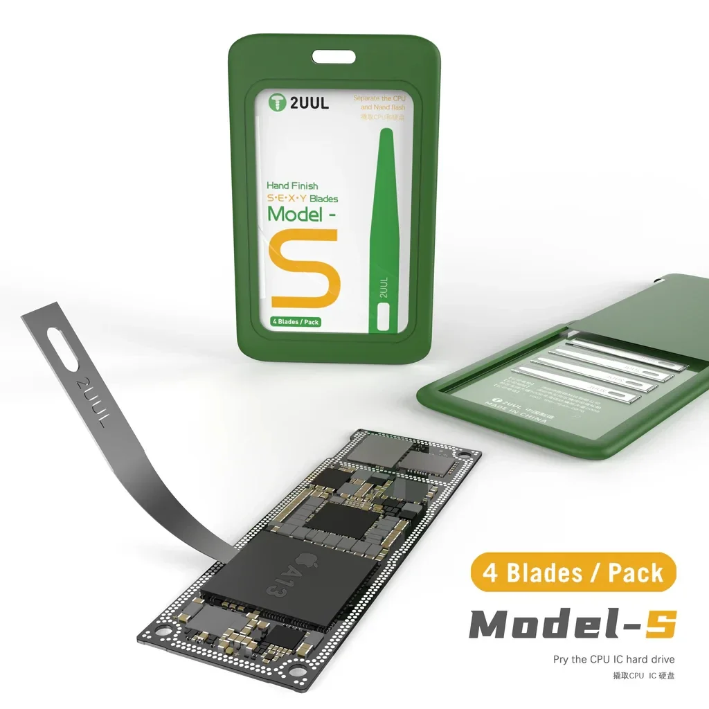 2UUL SEXY 4PCS Hand Finished Blades Set Without Handle, for Phone Motherboard Chip Glue Removal Scraping Pry Repair Tool