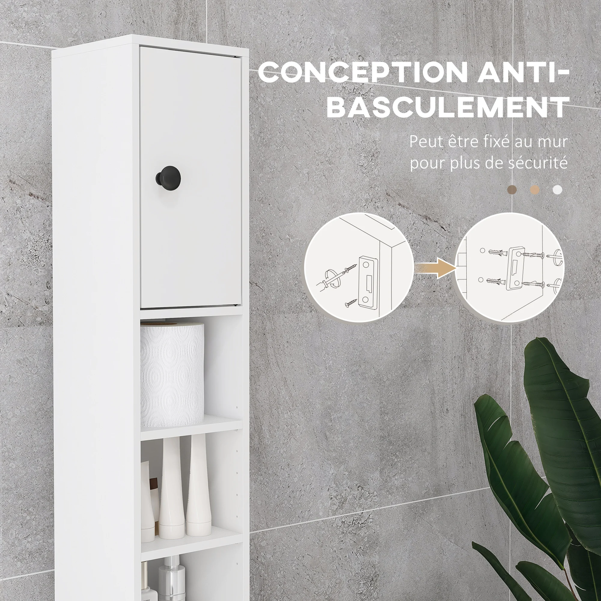 Mueble de Baño Moderno con 4 Nichos Abiertos, 1 Cajón y 2 Armarios, Unidad de Almacenamiento Versátil para Maquillaje, Toallas, Artículos de Aseo, Muebles para el Hogar