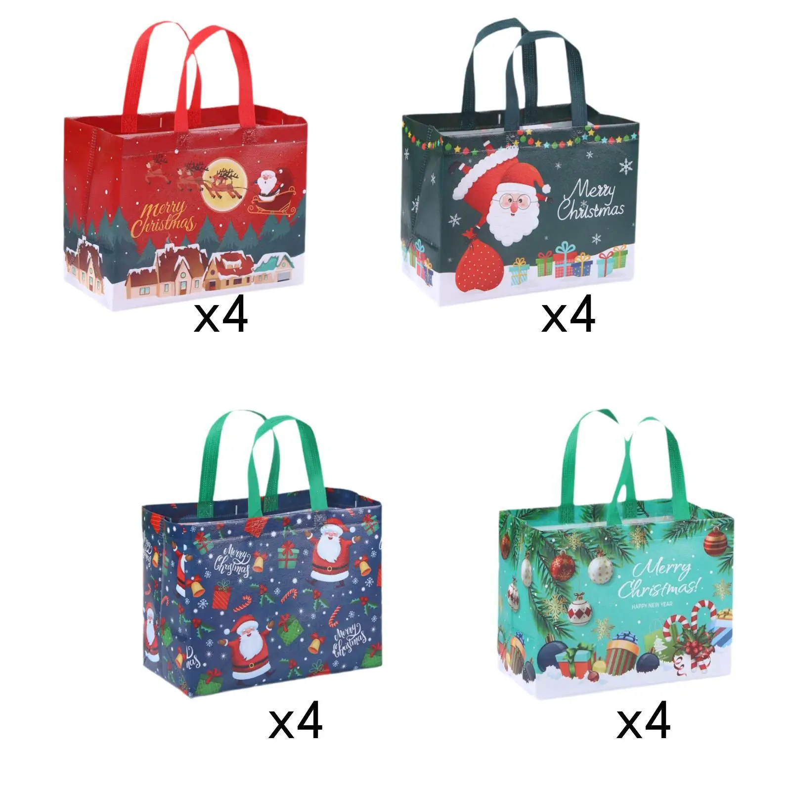 4 Pieces Christmas Gift Bags Storage Party Supplies Multipurpose Tote Bags