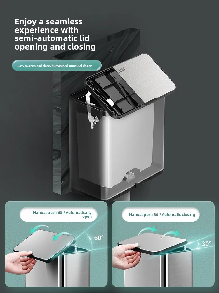 

Wall-mounted kitchen trash can household bathroom countertop hanging sanitary bin small size with lid light luxury and high-end.