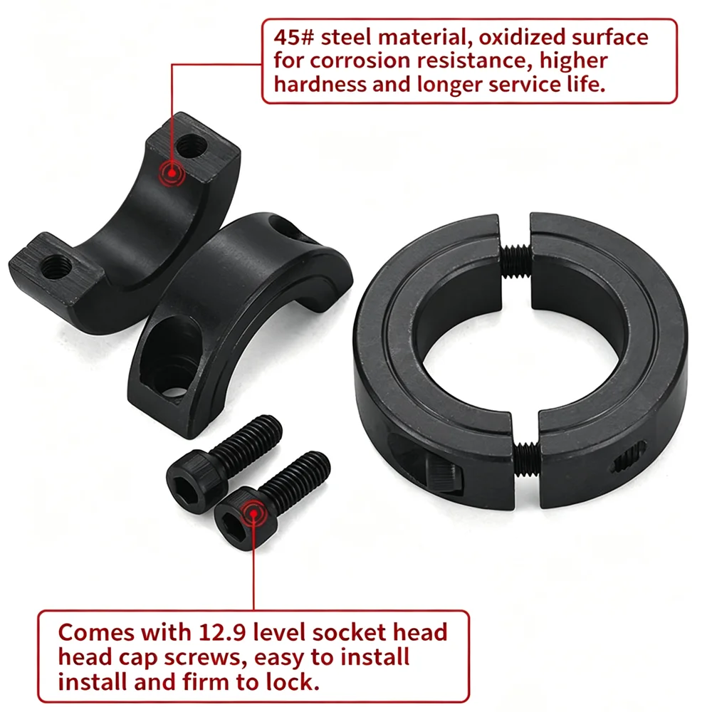 1PCS 45# Steel Separated Fixed Ring Optical Axis Locating Ring Bearing Sleeve Limiting Ring Backstop Clamping Locking ID6-100mm