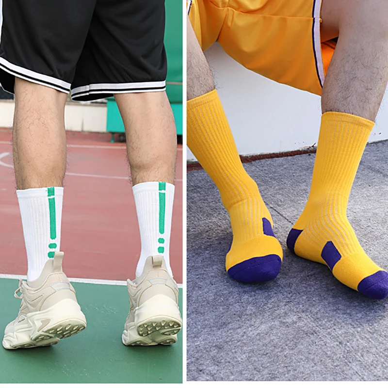 Men\'s Basketball Socks Thickened Towel Bottom Middle Sweat-absorbent Professional Outdoor Sport Cycling Knee High Sports Socks