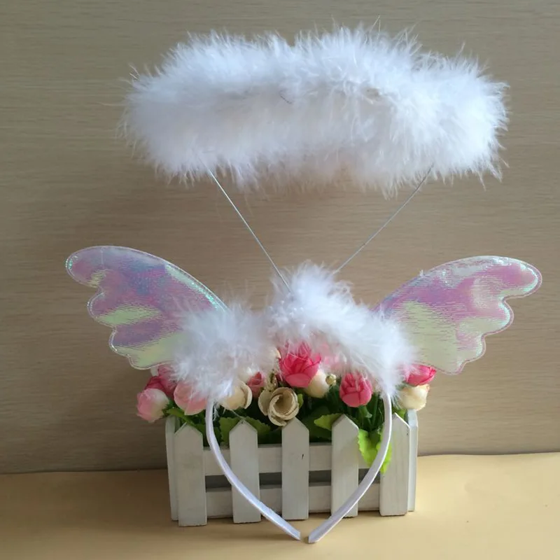 

Adults Kids Pink White Feather Angel Halo Headband Wreath Gift Birthday Party Cosplay Costume Christmas Halloween hairband