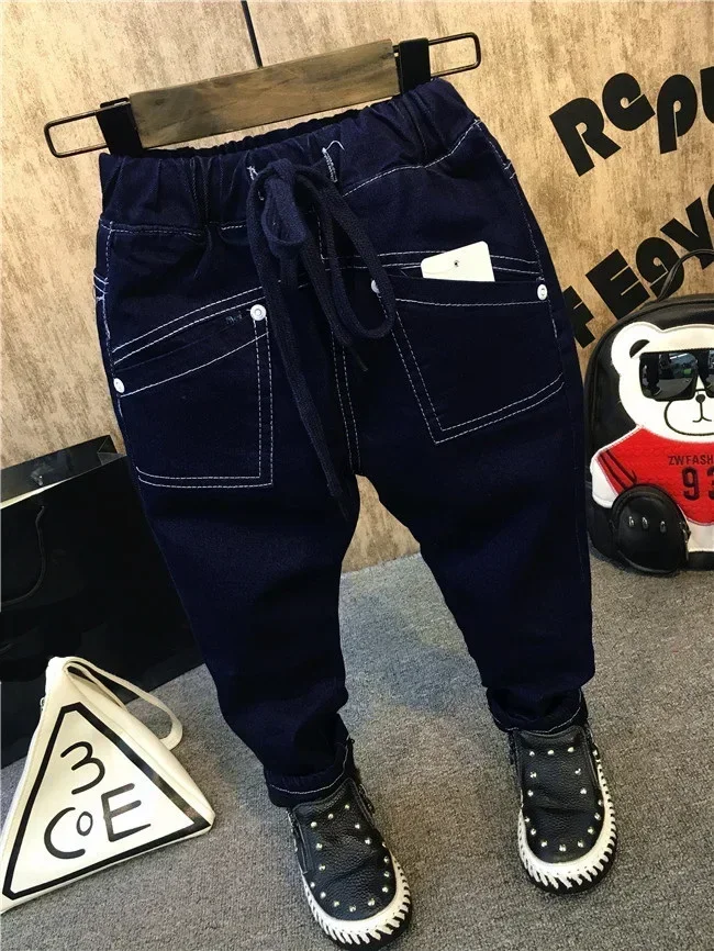 Jungen Hosen Winter Kinder Jeans Elastische Taille Stretch Denim Kleidung Kinder Hosen Für 2 bis Jahre Junge Dicke Fleece Jean Hosen