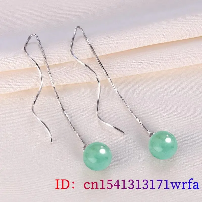 Boucles d'oreilles perle en néphrite pour femme, breloques en argent 925, énergie naturelle, breloques soignées, accessoires de mode, cadeau d'amulettes, bijoux verts