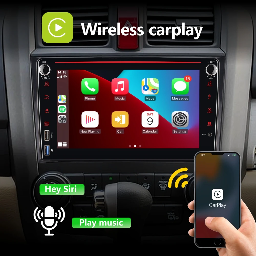 Car Radio with Wireless Carplay Android Auto for Honda CRV 2007-2011 with 8