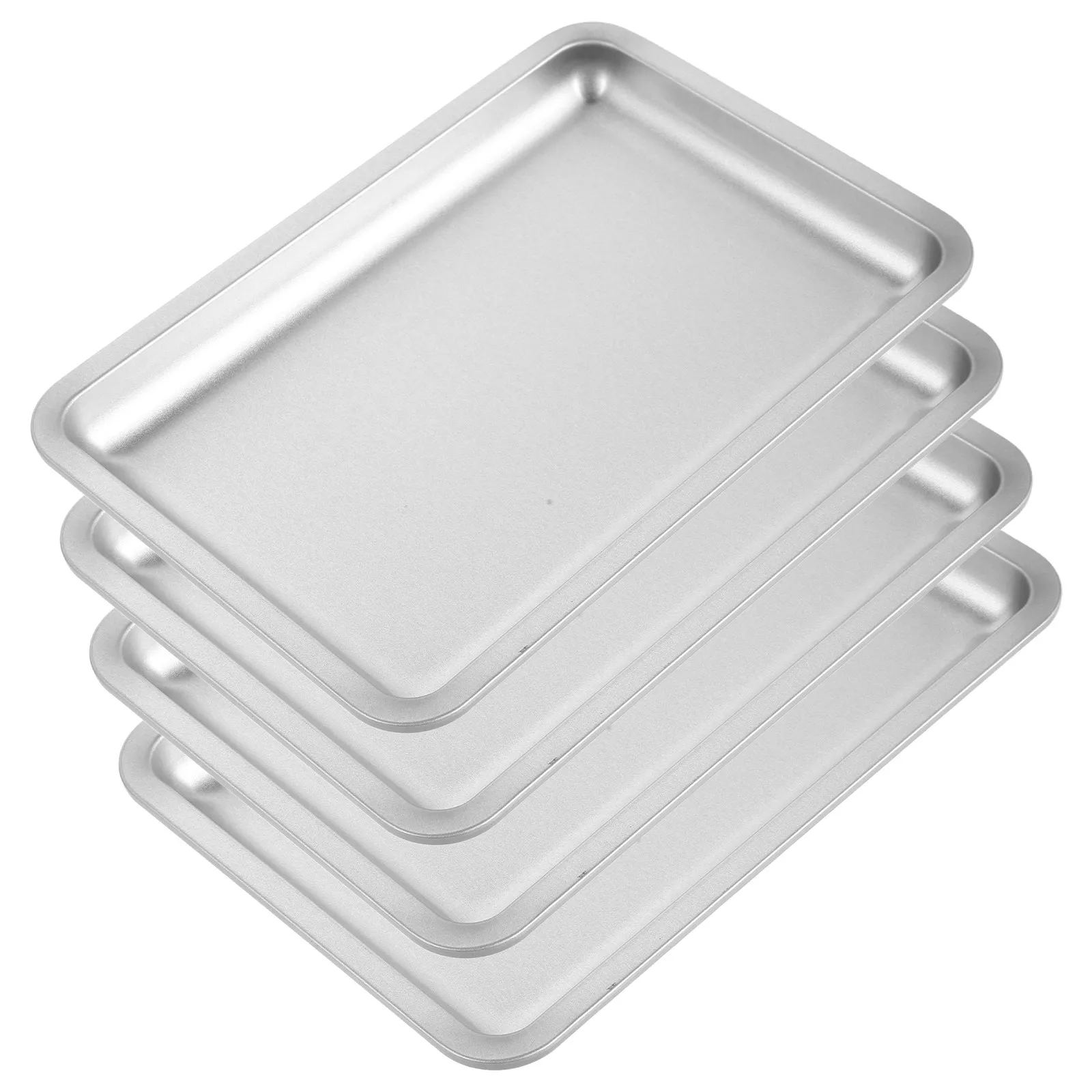 

4Pcs Nail Tool Organizer Tray Stainless Steel Stackable Metal Design for Nail Art Supplies Jewelry Keys Home