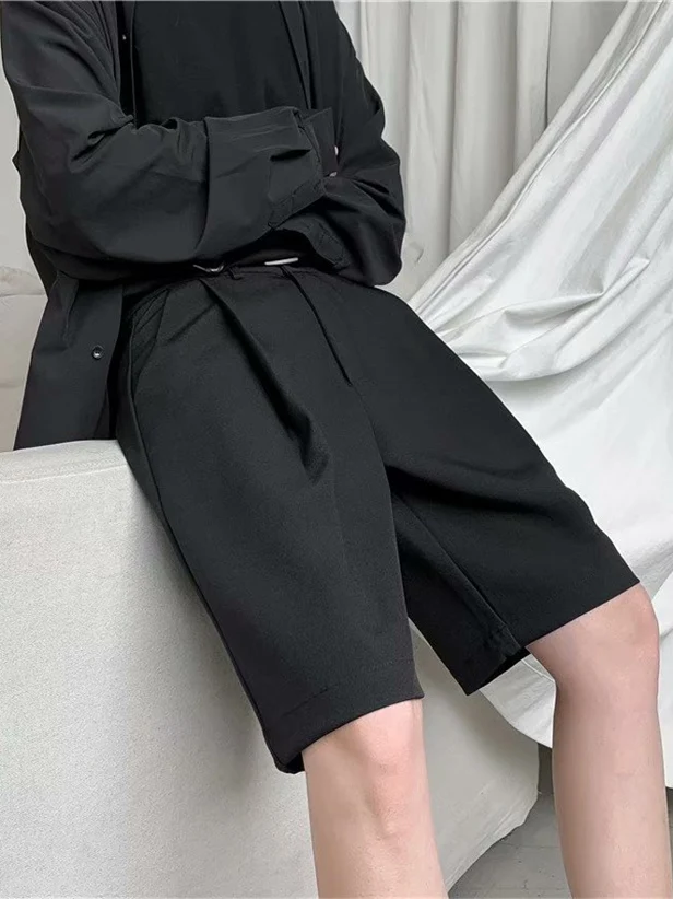 

Летние мужские повседневные шорты-бриджи в британском стиле, модные, свободного кроя, молодежные, трендовые, однотонные