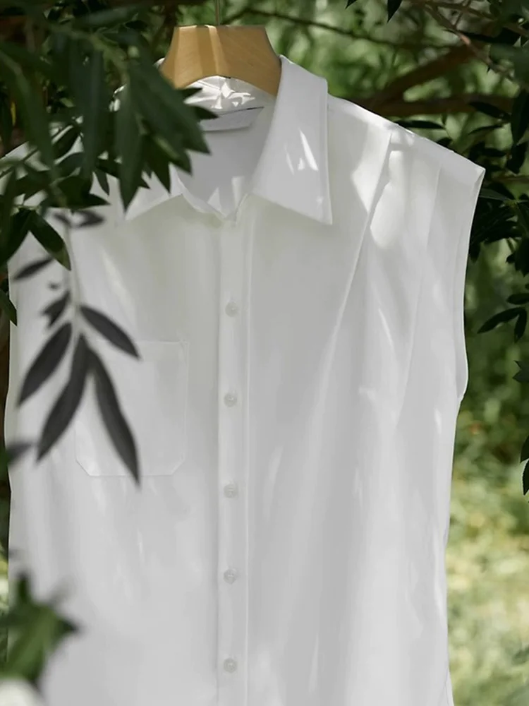 Ele Sommer Casual Svel Single Button Pure Color Damen IRT Vielseitiges Tank Top Pendeln Sle Straight Cut