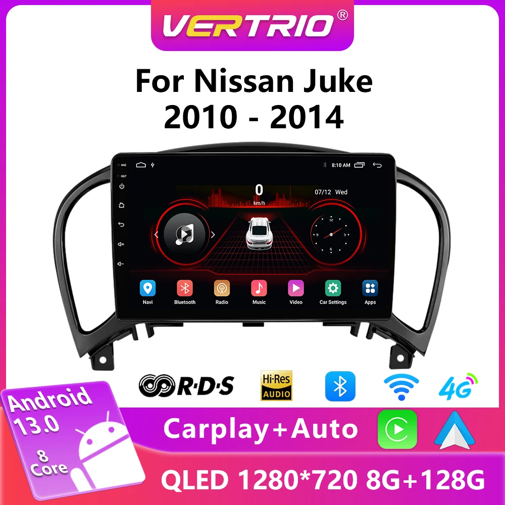 

4G Car Radio Android 12 For Nissan Juke YF15 2010 - 2014 Multimedia Video Player Carplay GPS Head Unit WIFI 2 din 2Din DVD QLED