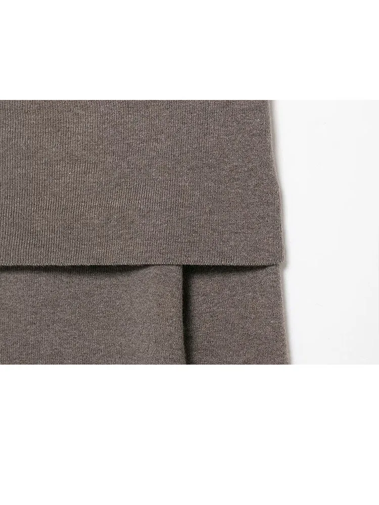 HH Women's 2025 Winter Fashion Solid Knitted Tube Top Pleated Top Female Simple Off-Shoulder Slim Fit 2-Color Long-Sleeved Top