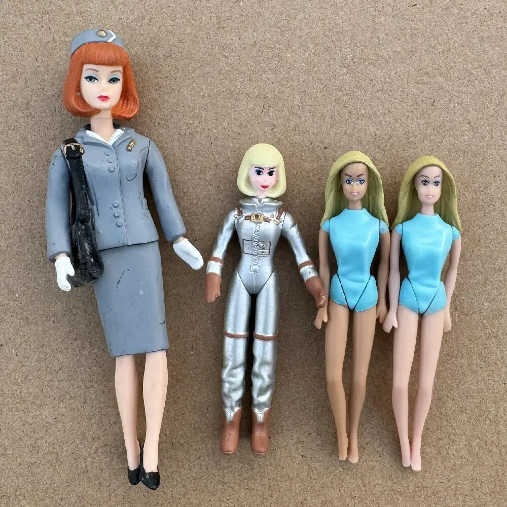 Original Vintage ST Mini Figure Dolls 10cm Flight Attendant 7cm Astronaut Cute Little Girl Joints Movable Limited Collections