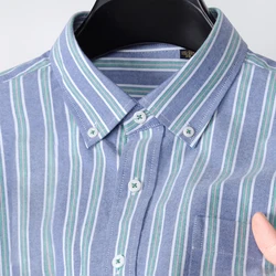 100% Pure Cotton Oxford Men's Plaid Shirts Male Business Casual High Quality Office Long sleeve Shirt for Men Pocket Shirt S-5XL