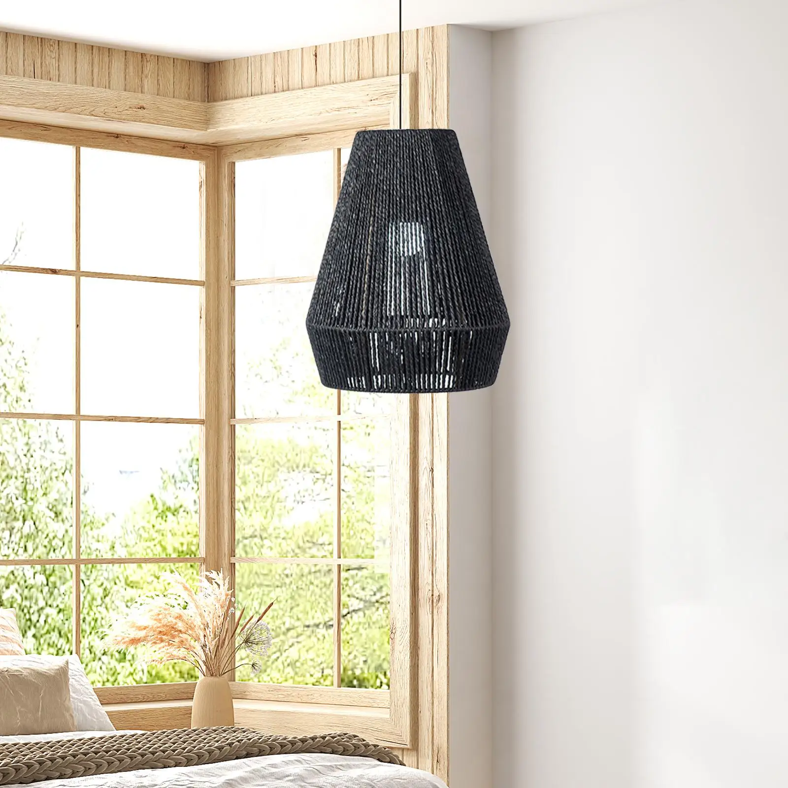 

Rope Woven Hanging Lamp Shade Light Shade for Dining Table Chandelier Cover