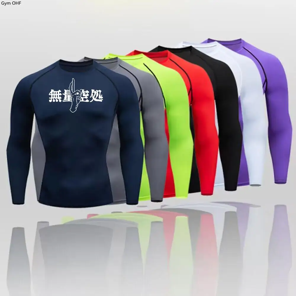 Anime Compression Shirts For Men Summer Short Sleeve Rash Guard Gym Workout Tshirt Athletic Quick Dry Baselayer Undershirts