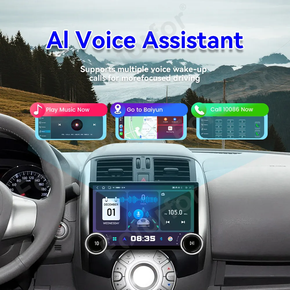 Modern Stylish 11.5 Inch Android 15 Full HD Touch Wireless CarPlay GPS Multimedia Player Head Unit For Nissan Versa 2011-2013